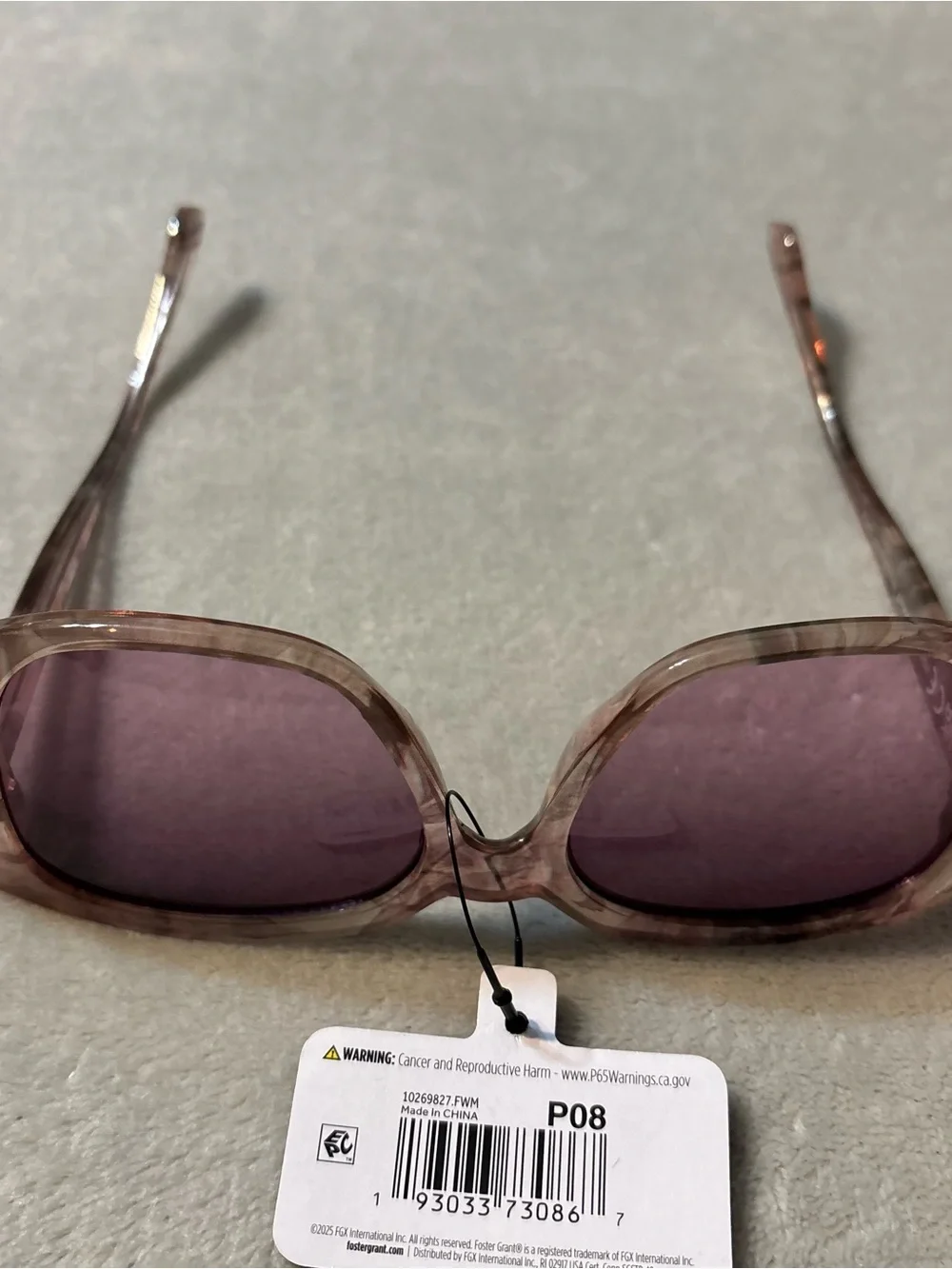 Foster Grant Marble Square Fashion Sunglasses 10269827.FWM, Women’s, P08 Premium